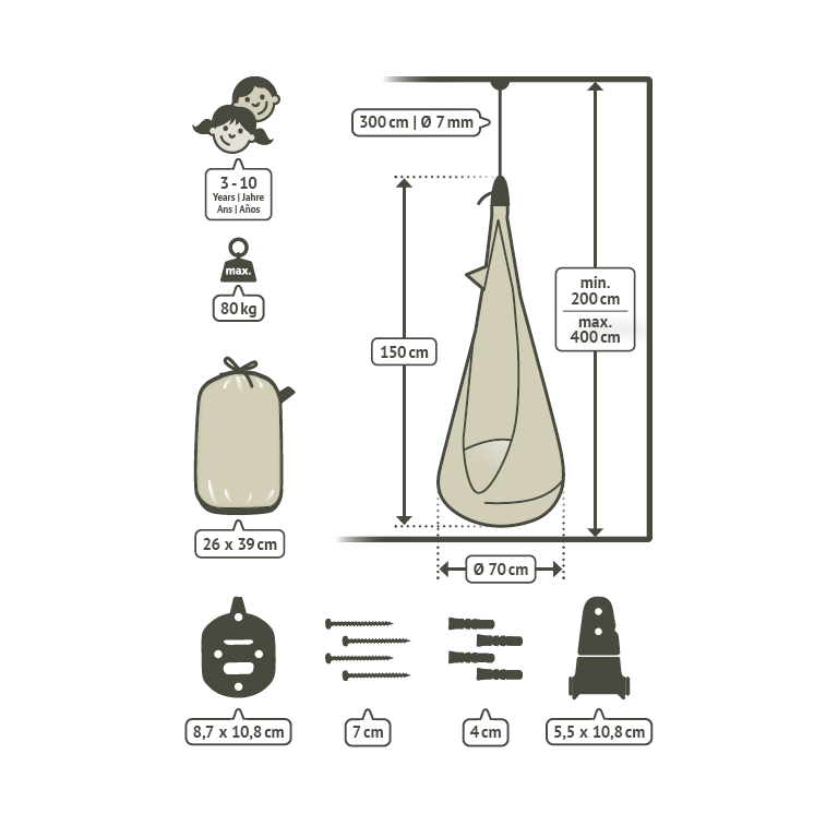 Upphängning till hängmattestol (Tak/Stativ)