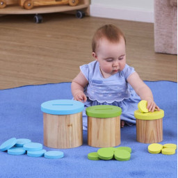 Färg- och formmatchande sorteringskrukor